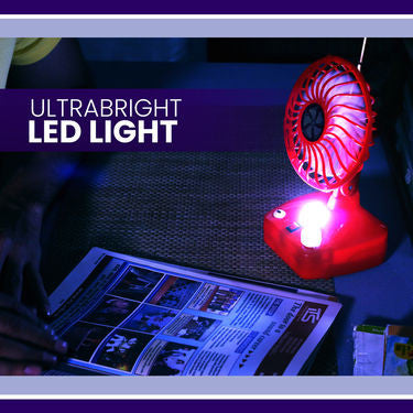 Mini: 5-Speed USB Rechargeable Desk & Hand Fan with LED Light Base – Portable & Powerful Personal Cooling
