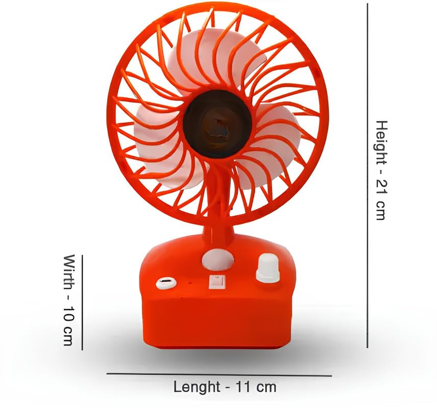 Mini: 5-Speed USB Rechargeable Desk & Hand Fan with LED Light Base – Portable & Powerful Personal Cooling