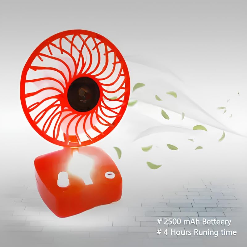 Mini: 5-Speed USB Rechargeable Desk & Hand Fan with LED Light Base – Portable & Powerful Personal Cooling