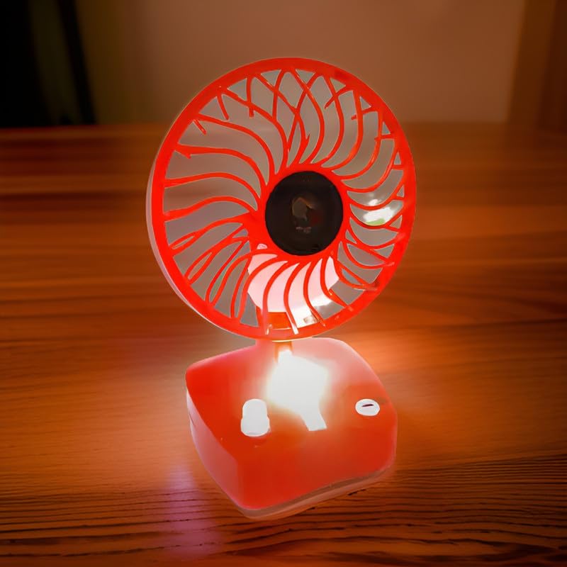 Mini: 5-Speed USB Rechargeable Desk & Hand Fan with LED Light Base – Portable & Powerful Personal Cooling