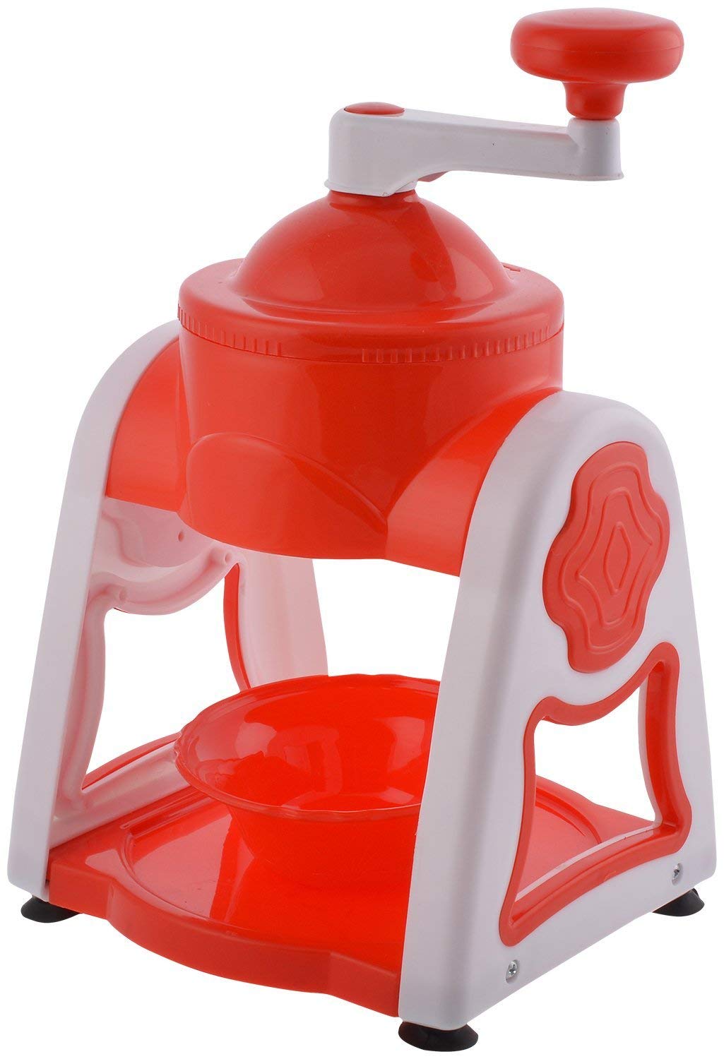Portable Ice Crusher & Slushy Maker – Easy Countertop Ice Gola Machine with Bowls, Sticks & Glass for Summer Treats (White & Red)