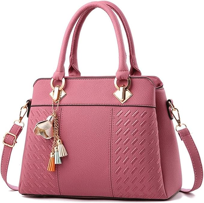 Elegant Tassel PU Leather Handbag – Stylish Embroidered Tote & Crossbody Bag for Women