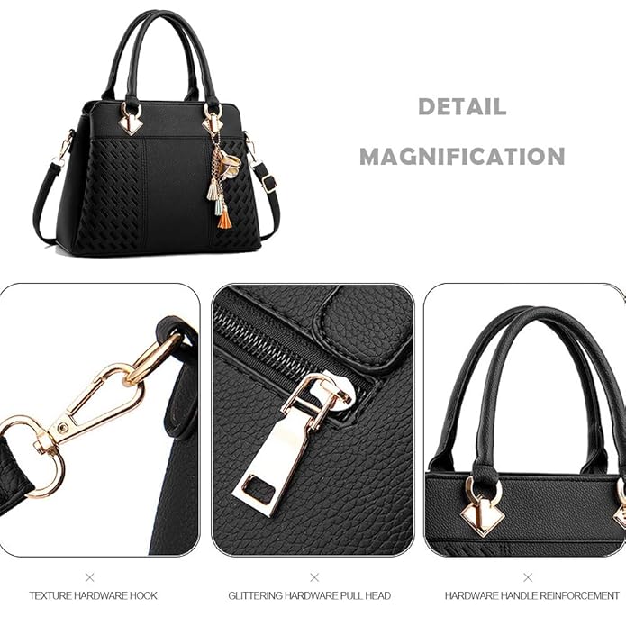 Elegant Tassel PU Leather Handbag – Stylish Embroidered Tote & Crossbody Bag for Women