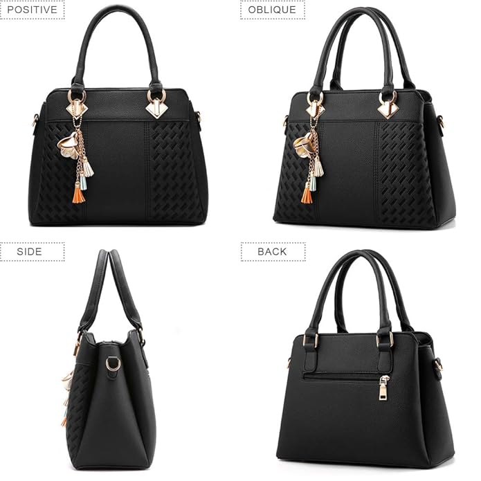 Elegant Tassel PU Leather Handbag – Stylish Embroidered Tote & Crossbody Bag for Women