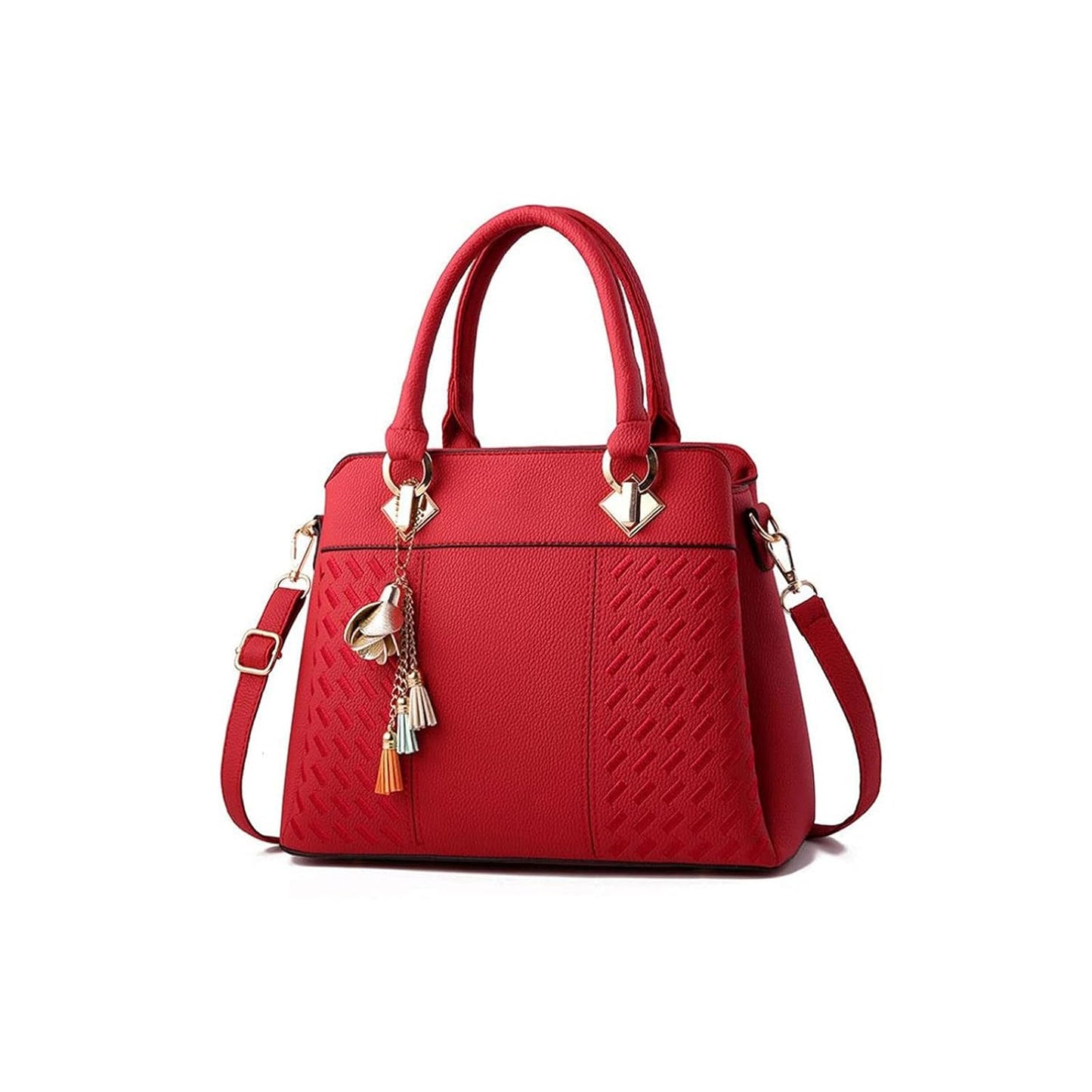 Elegant Tassel PU Leather Handbag – Stylish Embroidered Tote & Crossbody Bag for Women
