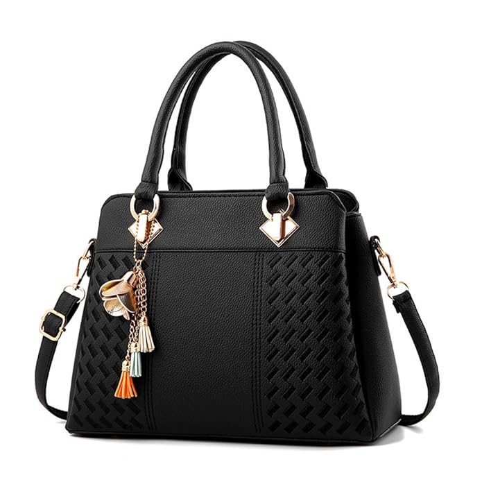 Elegant Tassel PU Leather Handbag – Stylish Embroidered Tote & Crossbody Bag for Women