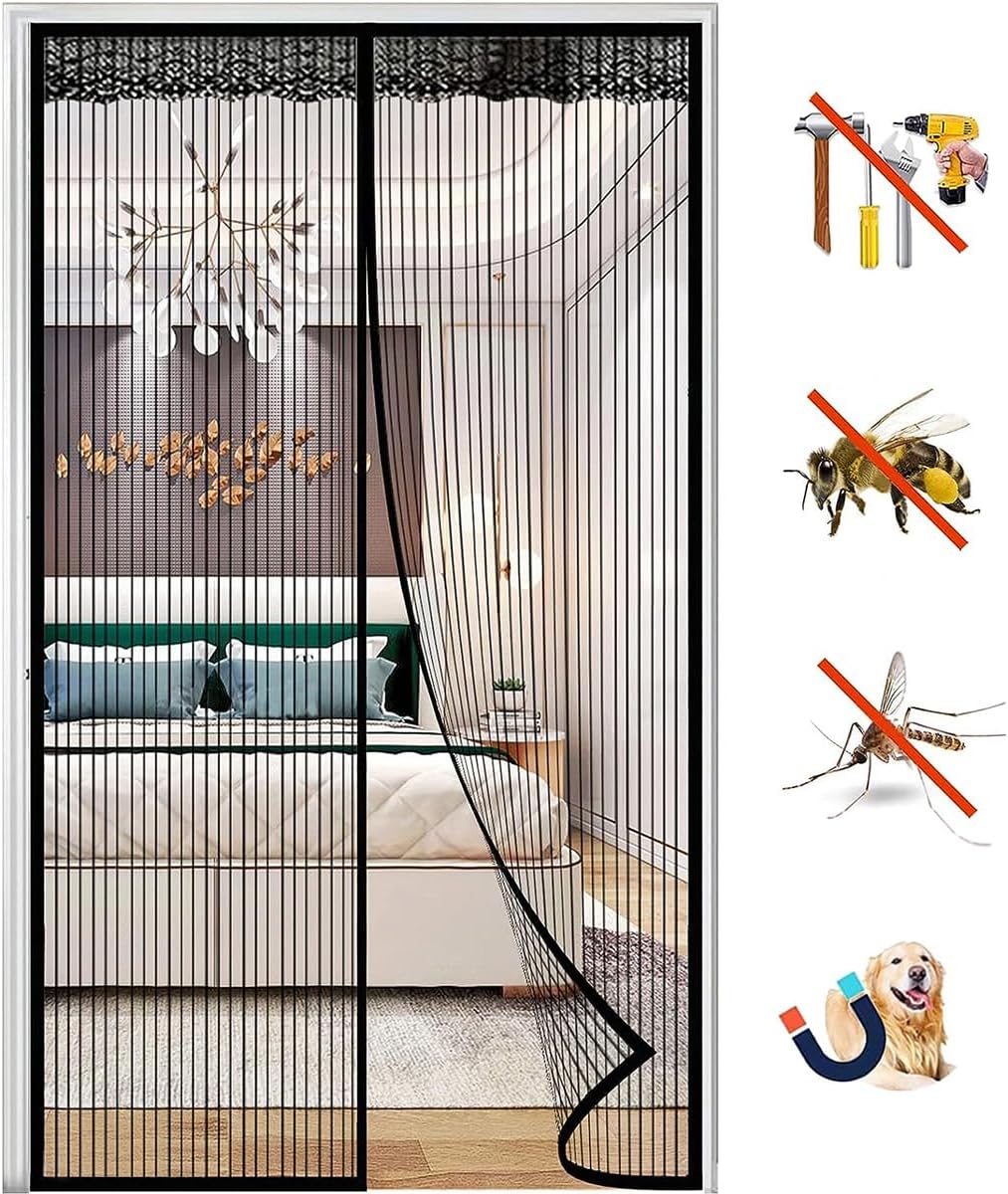 Magnetic Screen Door – Hands-Free Self-Closing Mesh, Anti-Mosquito & Bug Protection for Bedroom, Balcony, Kitchen & Living Spaces