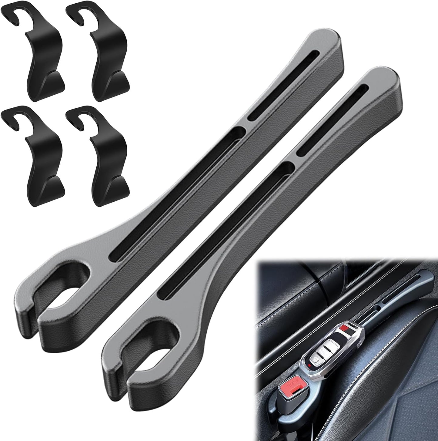 Leakproof Car Seat Gap Filler & Organizer – Wipeable, Water-Resistant Plugging Strips (Black)