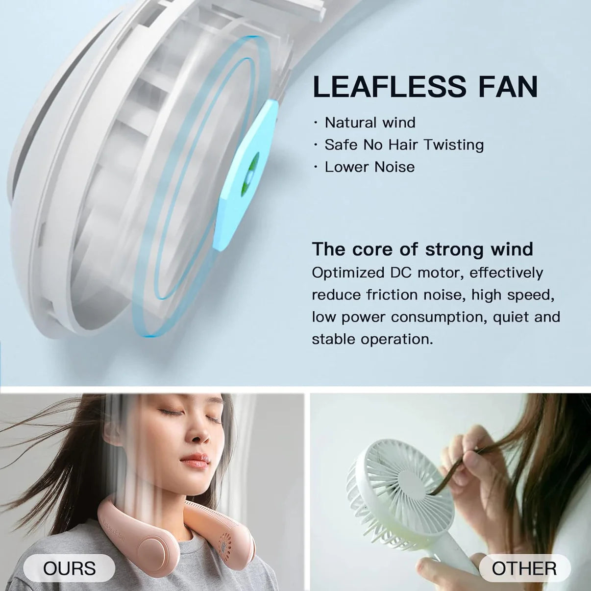 Portable Neck Fan USB Rechargeable