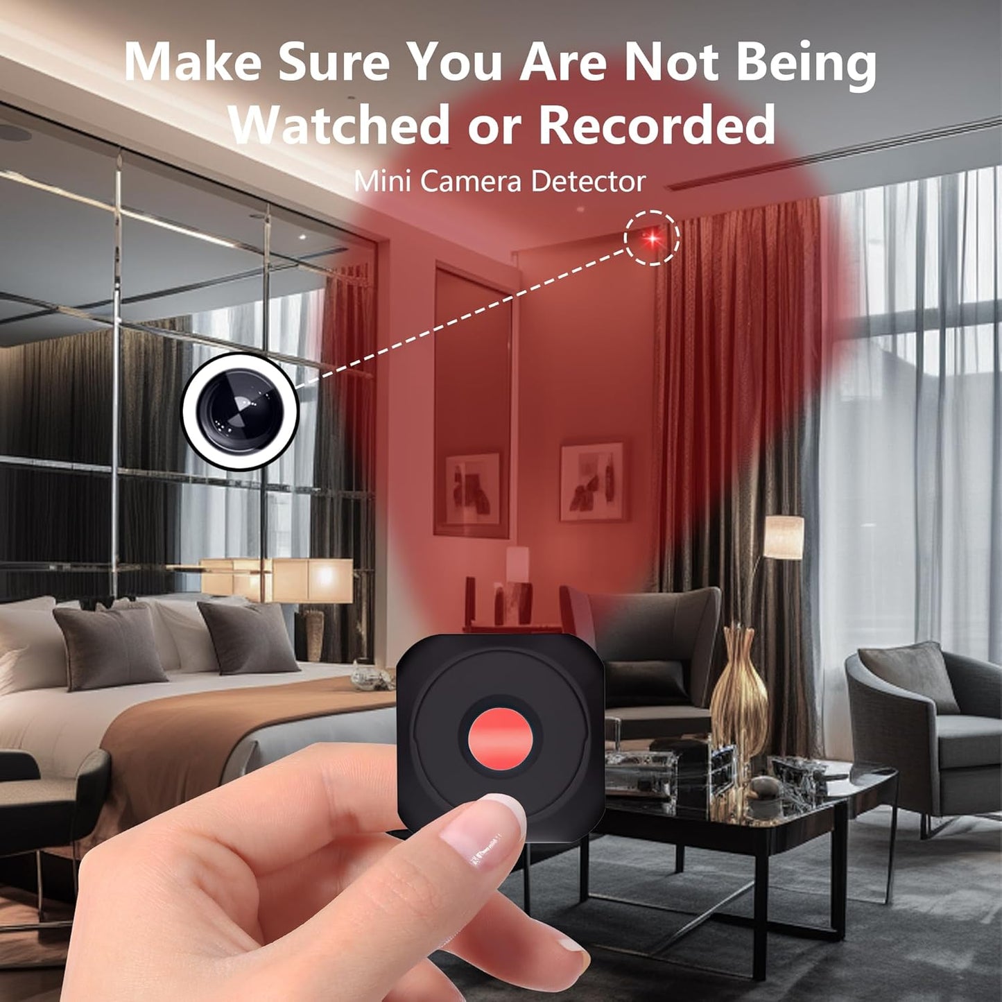 Portable Anti-Spy Hidden Camera Detector – Wireless Infrared Sweeper for Home, Office & Travel
