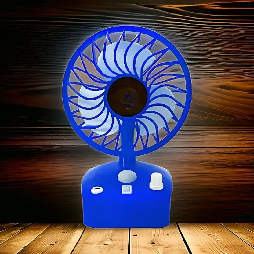 Mini: 5-Speed USB Rechargeable Desk & Hand Fan with LED Light Base – Portable & Powerful Personal Cooling