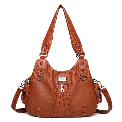 New large capacity soft leather shoulder bag