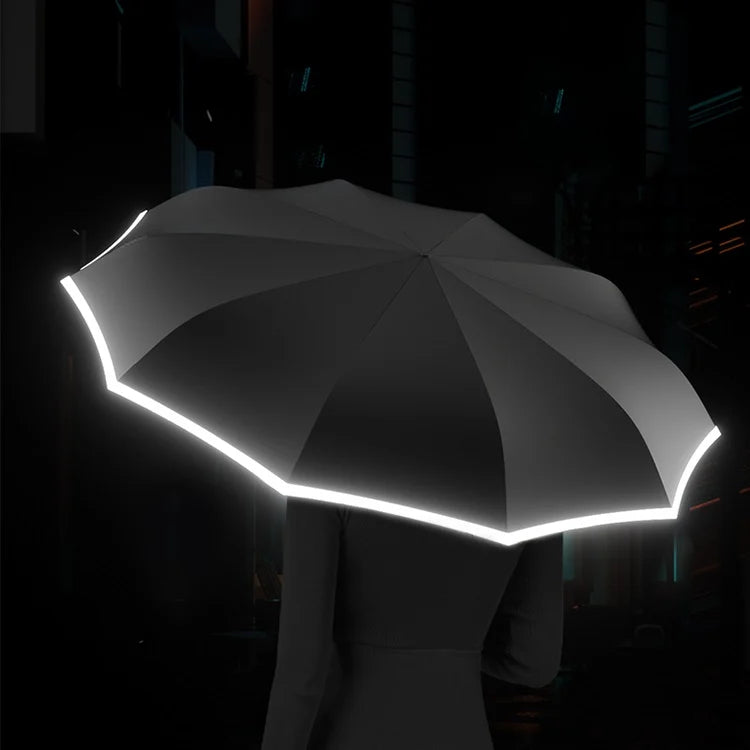 Ring buckle Umbrella, Reflective Safety Strip, Sturdy Windproof, Travel Portable