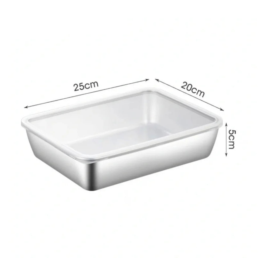 Stainless Steel Rectangular Tray With Lid