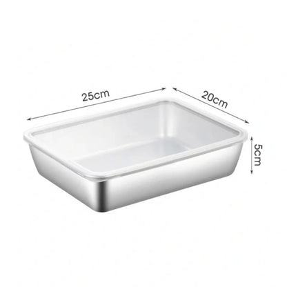 Stainless Steel Rectangular Tray With Lid