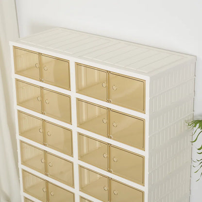 Plastic Collapsible Shoes Storage Box Easy Assembly
