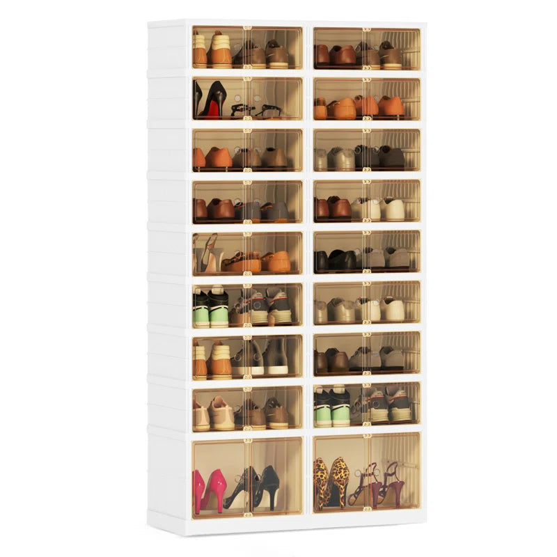 Plastic Collapsible Shoes Storage Box Easy Assembly