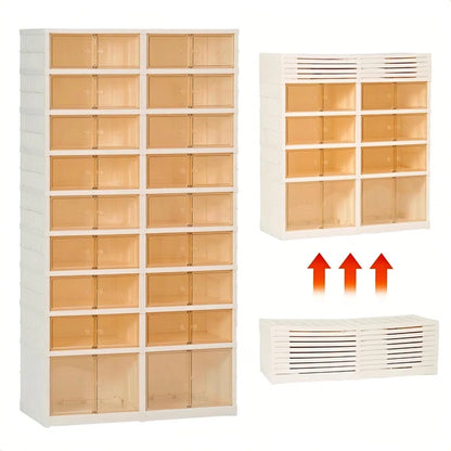 Plastic Collapsible Shoes Storage Box Easy Assembly