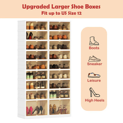 Plastic Collapsible Shoes Storage Box Easy Assembly
