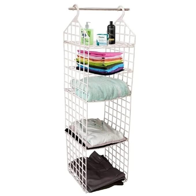 Space-Saving Foldable Wardrobe Organizer – Multi-Layer Hanging Closet Shelves for Clothes, Underwear, and Dormitory Storage (Set of 2)