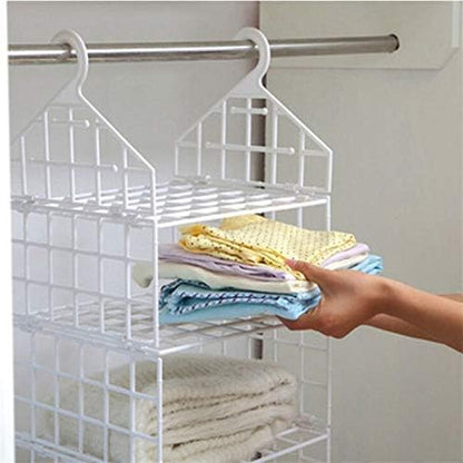 Space-Saving Foldable Wardrobe Organizer – Multi-Layer Hanging Closet Shelves for Clothes, Underwear, and Dormitory Storage (Set of 2)