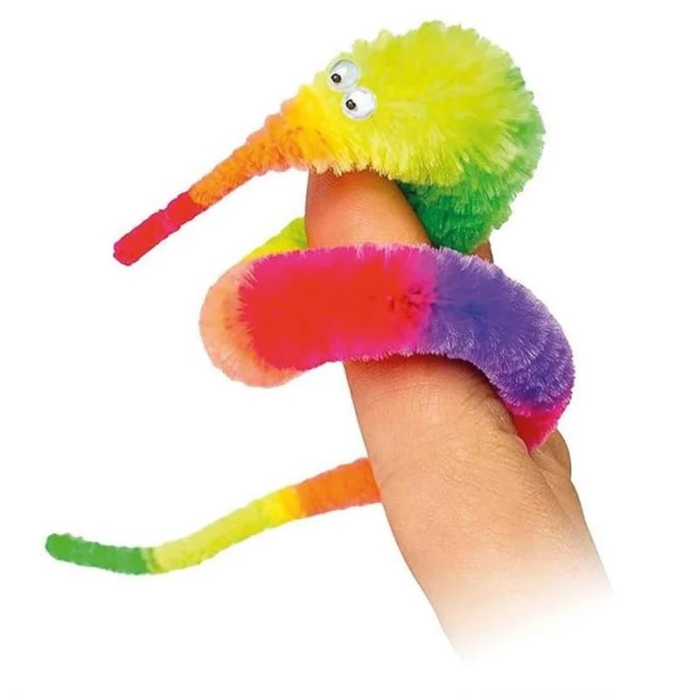 Magician's Twisty Worm Trick - Funny Wiggly Fuzzy Worm with Invisible String for Close-Up Magic (Multicolor)