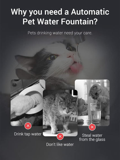 Automatic Pet Water Fountain – 1.8L Transparent Dispenser for Cats & Small Dogs, Super Quiet with Faucet Kit