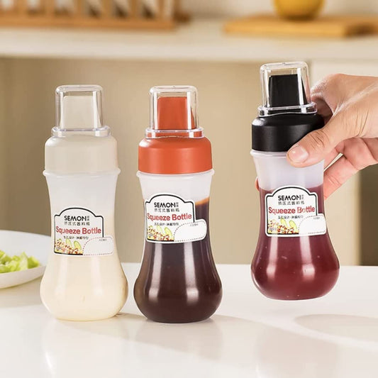 Squeeze Bottles for Sauces, Refillable Condiment Porous Salad Dressing Container