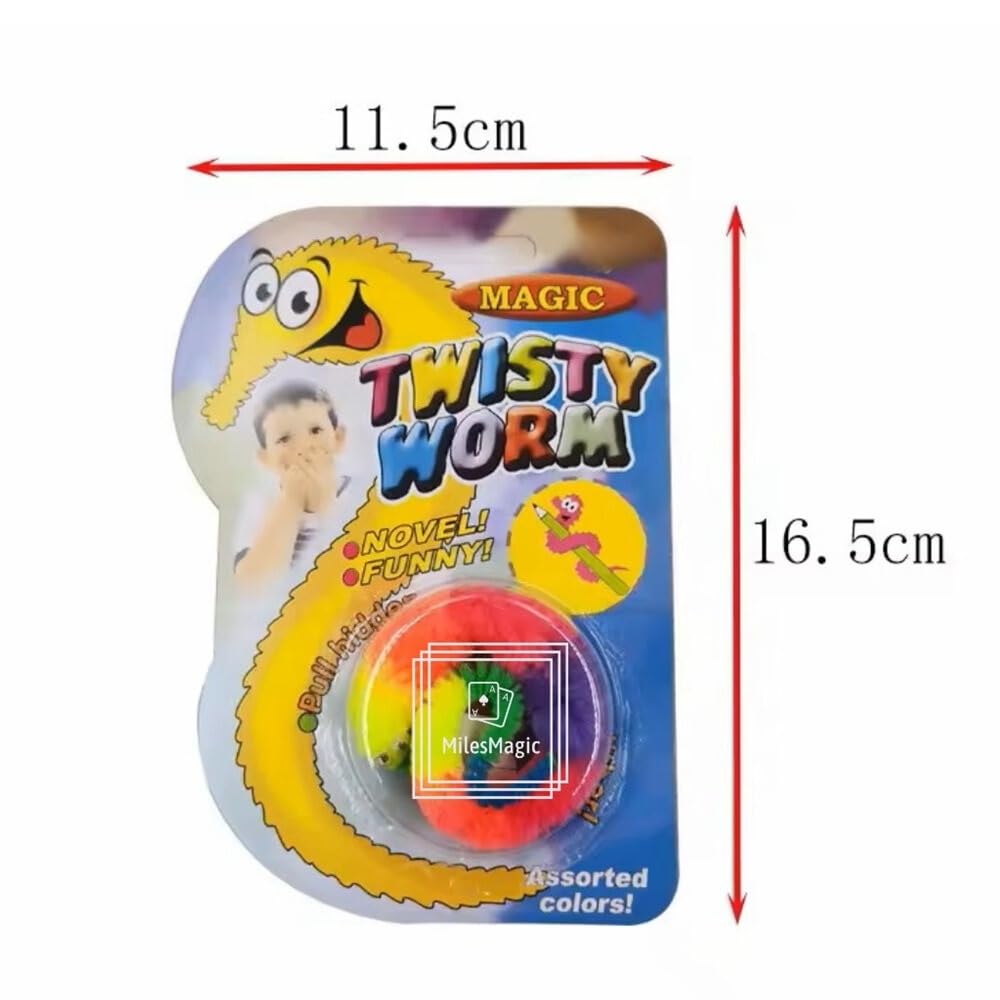 Magician's Twisty Worm Trick - Funny Wiggly Fuzzy Worm with Invisible String for Close-Up Magic (Multicolor)