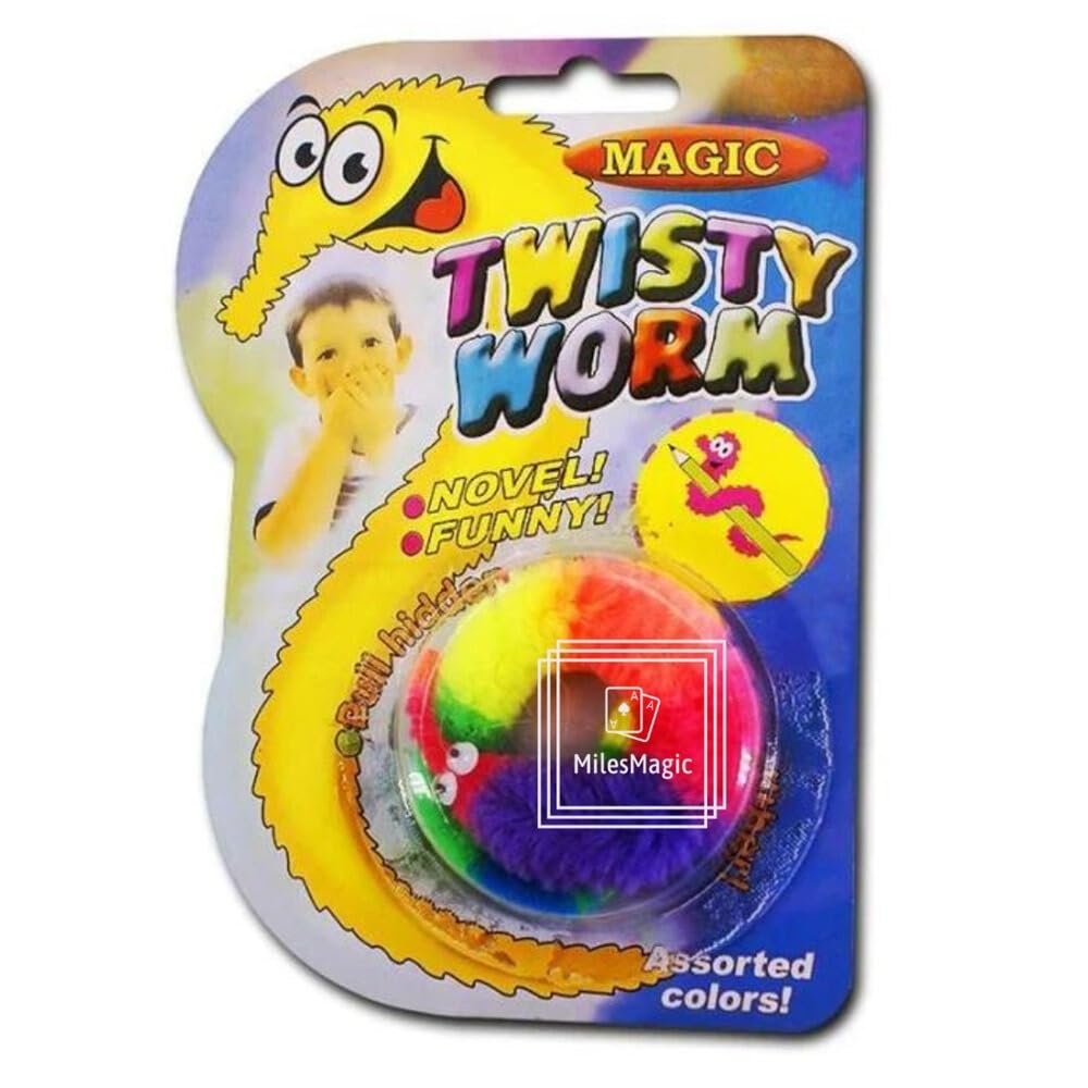 Magician's Twisty Worm Trick - Funny Wiggly Fuzzy Worm with Invisible String for Close-Up Magic (Multicolor)