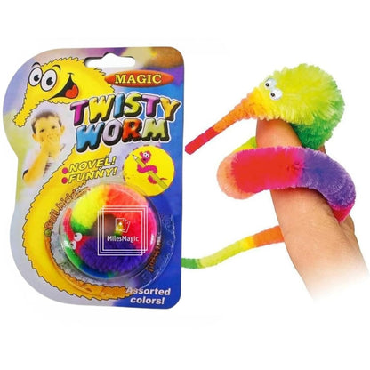 Magician's Twisty Worm Trick - Funny Wiggly Fuzzy Worm with Invisible String for Close-Up Magic (Multicolor)