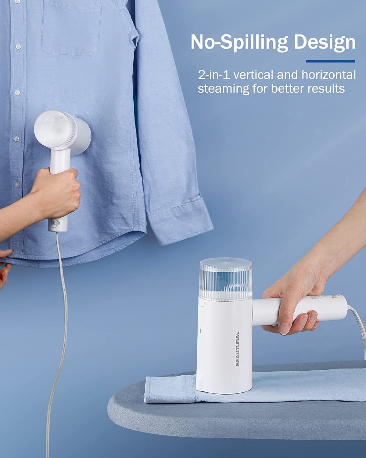 Compact 1000W Foldable Clothes Steamer - 150ml, 30-Second Fast Heat, Vertical & Horizontal Wrinkle Remover for Home & Travel