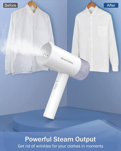 Compact 1000W Foldable Clothes Steamer - 150ml, 30-Second Fast Heat, Vertical & Horizontal Wrinkle Remover for Home & Travel