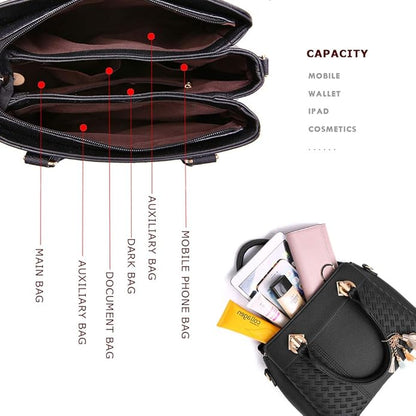 Elegant Tassel PU Leather Handbag – Stylish Embroidered Tote & Crossbody Bag for Women