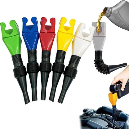 5 Pcs Retractable Auto Fuel Funnel Set - Flexible Wide Mouth Plastic Funnels for Engine Oil, Gasoline, Diesel & Liquid Transfer (Cars & Motorcycles)