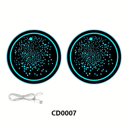 2Pcs Universal Luminous Car Water Cup Coaster Holder 7 Colors USB Charging Led Car
