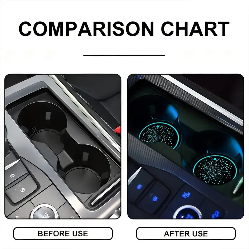 2Pcs Universal Luminous Car Water Cup Coaster Holder 7 Colors USB Charging Led Car