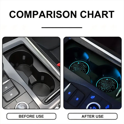 2Pcs Universal Luminous Car Water Cup Coaster Holder 7 Colors USB Charging Led Car