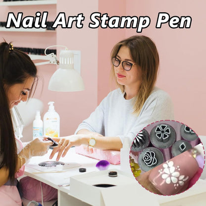 15-Piece Nail Art Stamp Pen Set - DIY Nail Stamping Tools for Flowers, Dots & Creative Designs - Easy-to-Use Nail Graffiti Kit