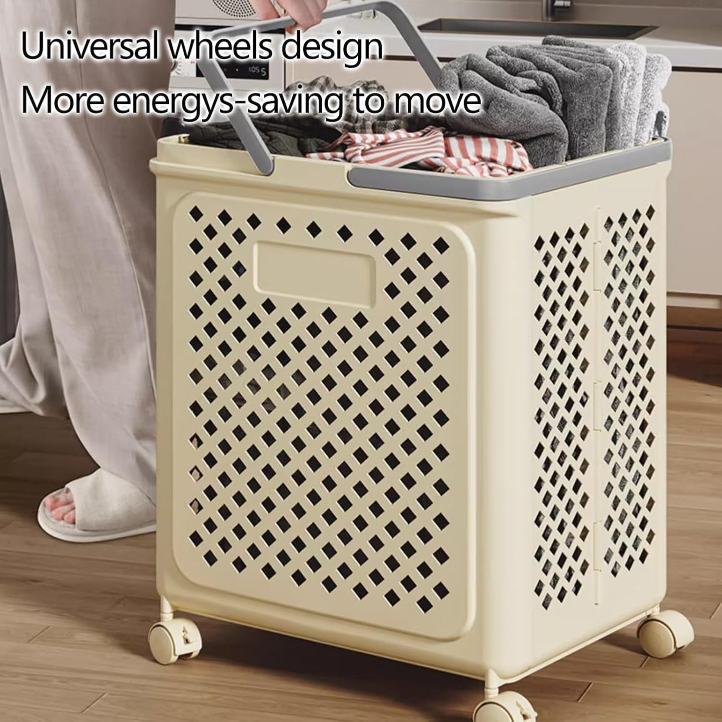 Foldable Laundry Basket with Wheels – Portable & Durable Hamper for Laundry, Bathroom, and Storage Needs
