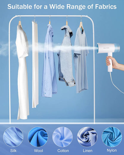 Compact 1000W Foldable Clothes Steamer - 150ml, 30-Second Fast Heat, Vertical & Horizontal Wrinkle Remover for Home & Travel