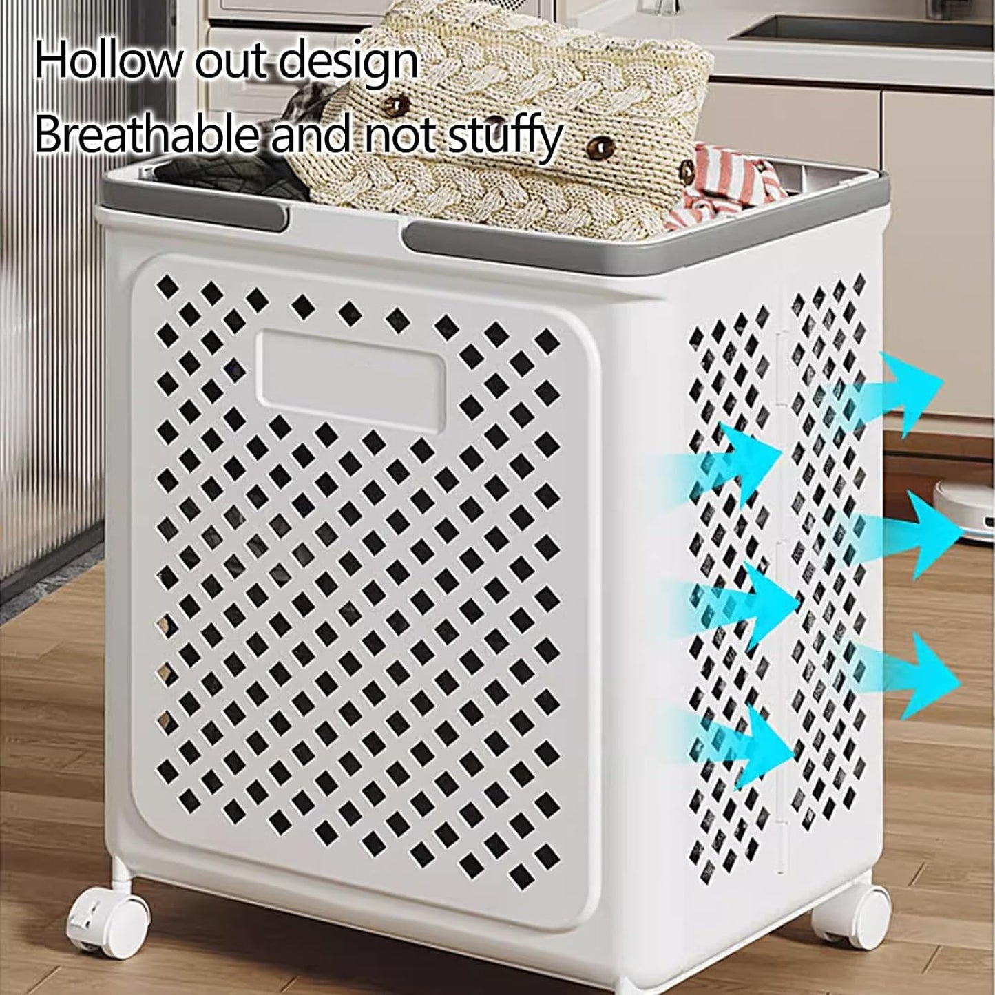 Foldable Laundry Basket with Wheels – Portable & Durable Hamper for Laundry, Bathroom, and Storage Needs