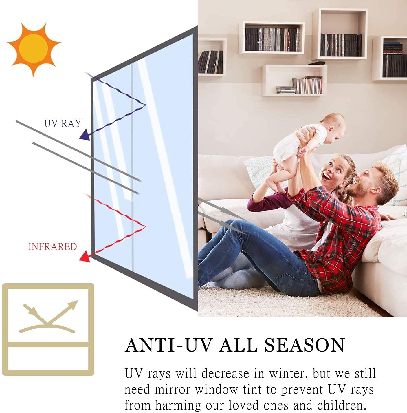 Silver Reflective One-Way Mirror Window Film – Ultimate Daytime Privacy, Heat Control & UV Protection