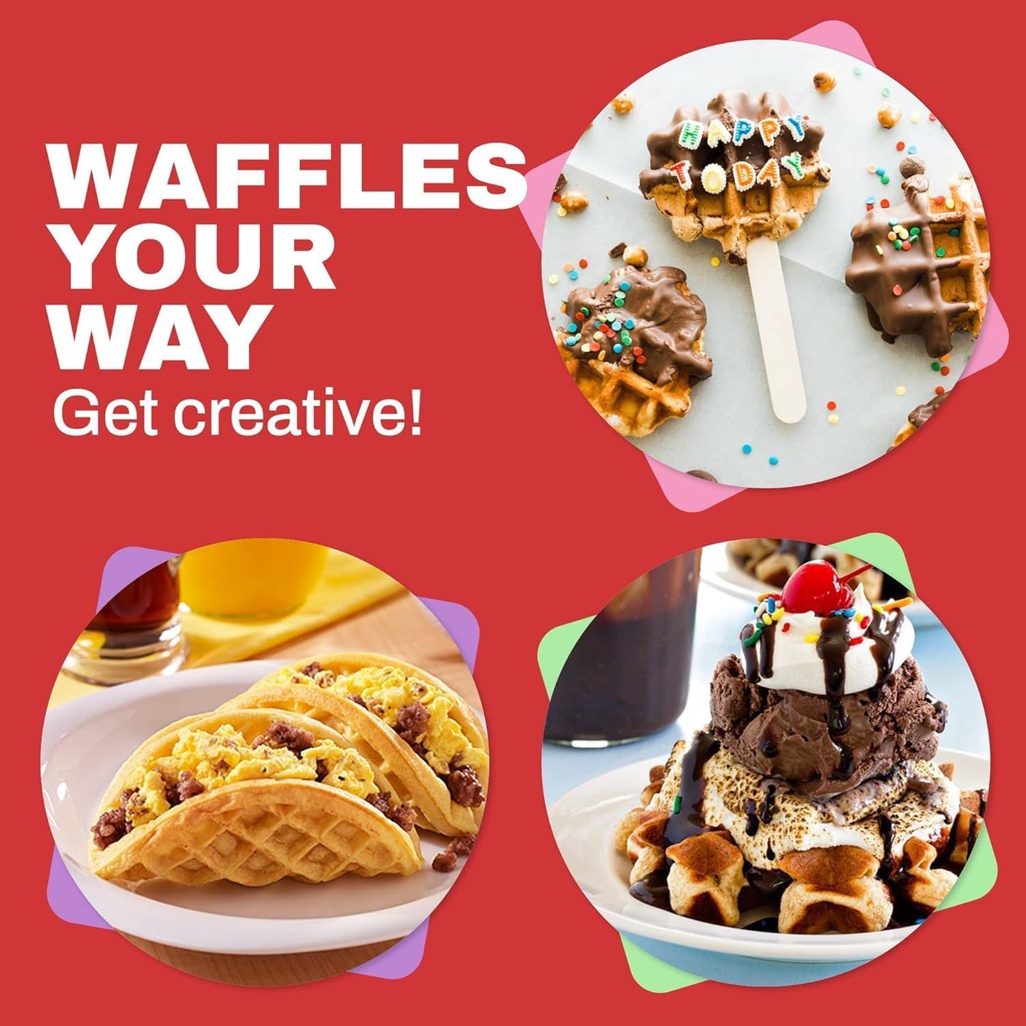 Waffle Maker Machine- 350 Watts , Stainless Steel Non-Stick Cooking Plates & Cool Touch Handle
