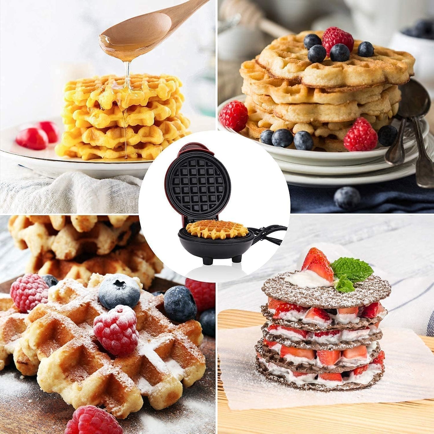 Waffle Maker Machine- 350 Watts , Stainless Steel Non-Stick Cooking Plates & Cool Touch Handle