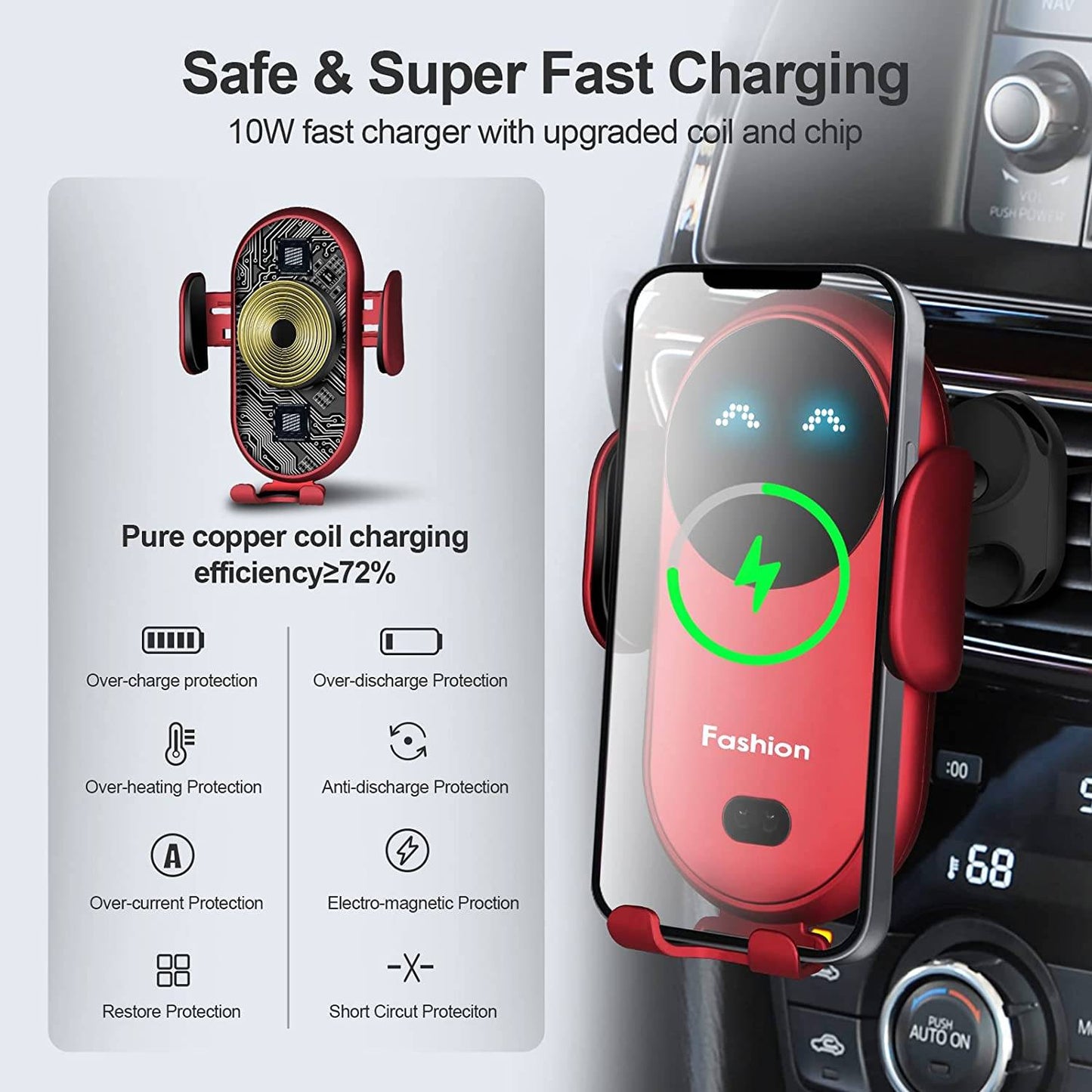 Smart Car Wireless Charger Phone Holder