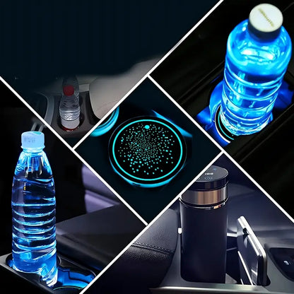2Pcs Universal Luminous Car Water Cup Coaster Holder 7 Colors USB Charging Led Car