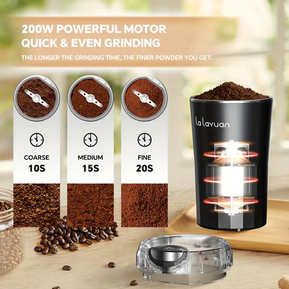 Portable Electric Coffee and Spice Dry Grinder - Your Best Choice for Fresh Grounds On-The-Go (MM-603) (200 watt)