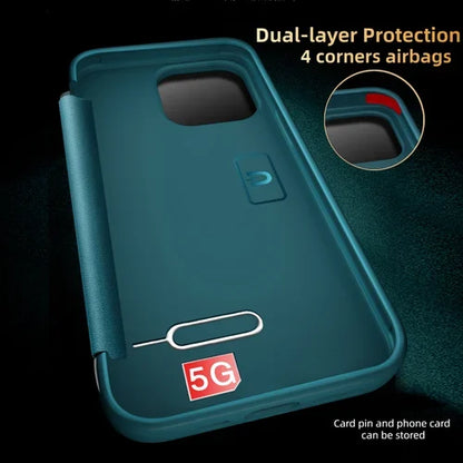 Business Series View Window Flip Folio Leather Case Cover