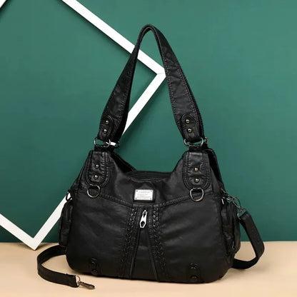 New large capacity soft leather shoulder bag